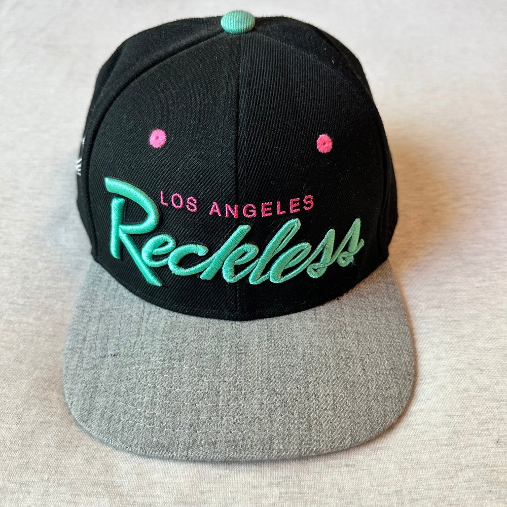 Young & Reckless Los Angeles Snapback Hat Black Grey‎ Teal Pink OSFM